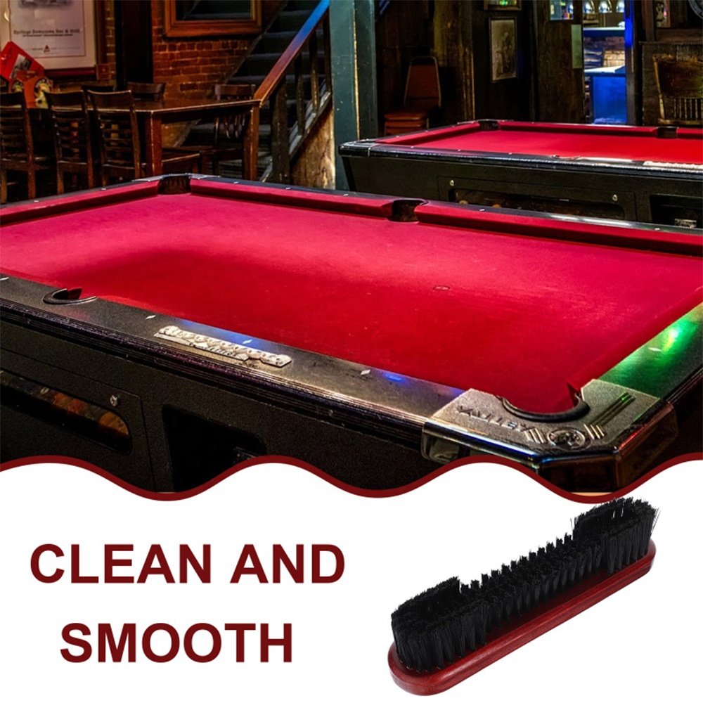 Billiard Pool Table Nylon Bristle Brush 12" Natural Wood Handle - Billiards Pool Snooker Accessories,Horsehair