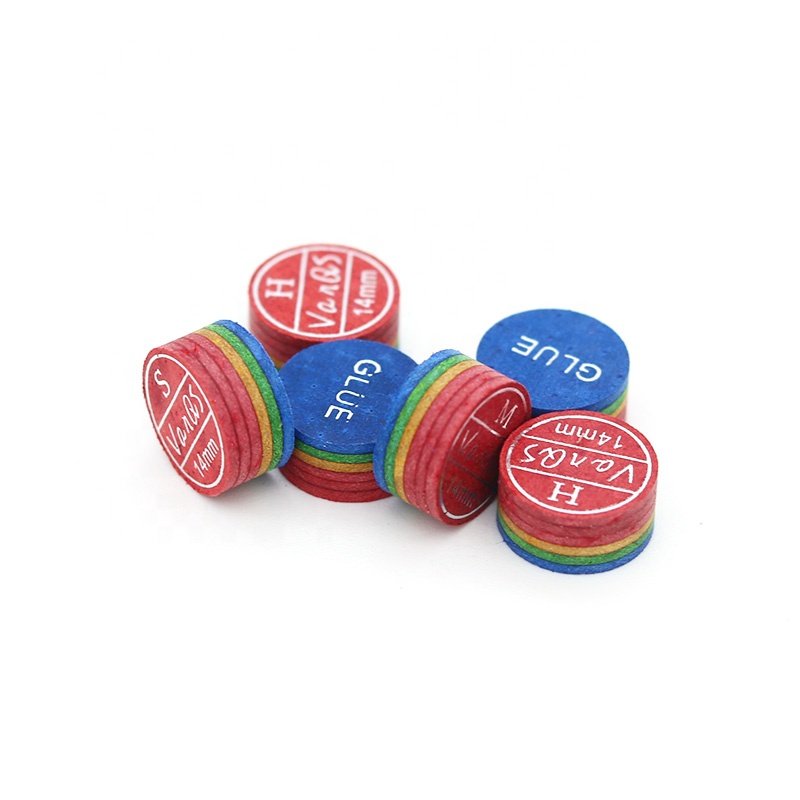 Good quality professional rainbow colorful multi layer 14mm S/M/H billiard pool cue tip