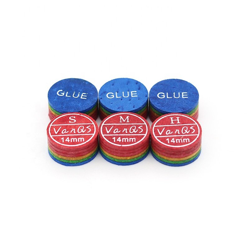 Good quality professional rainbow colorful multi layer 14mm S/M/H billiard pool cue tip
