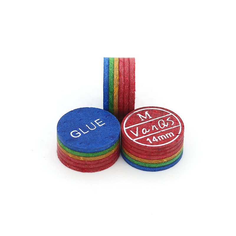 Good quality professional rainbow colorful multi layer 14mm S/M/H billiard pool cue tip