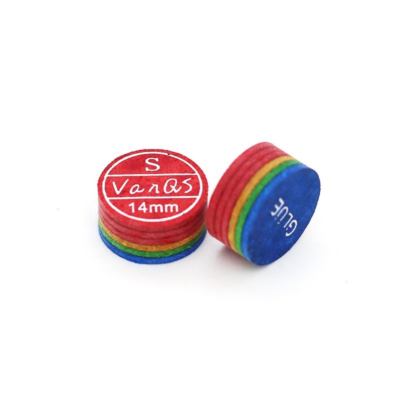 Good quality professional rainbow colorful multi layer 14mm S/M/H billiard pool cue tip