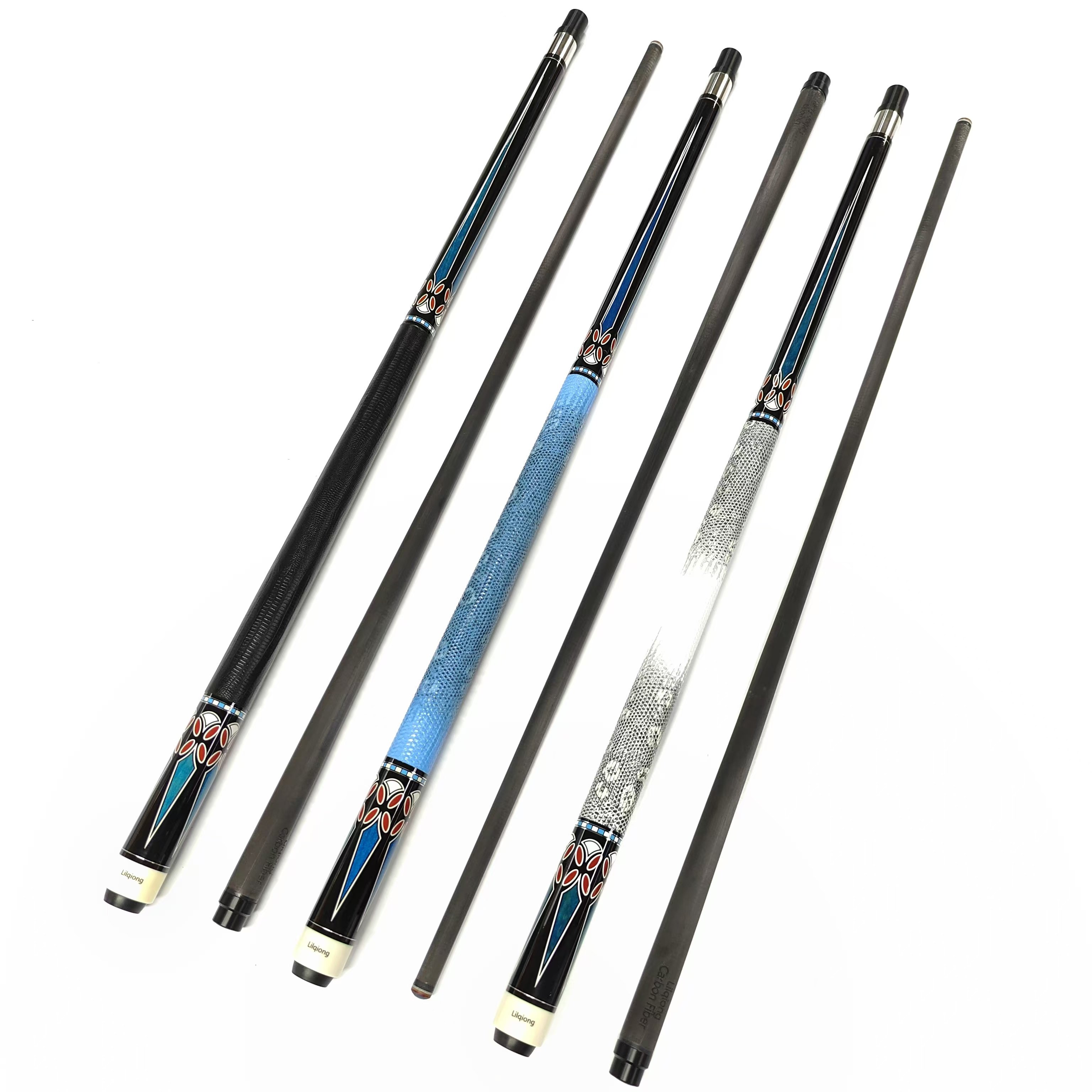 Hot Sell Superior Quality 58'' 1/2-pc Billiard Pool Cue with Carbon Fiber Forearm/Uni-Lock Joint and with Extension