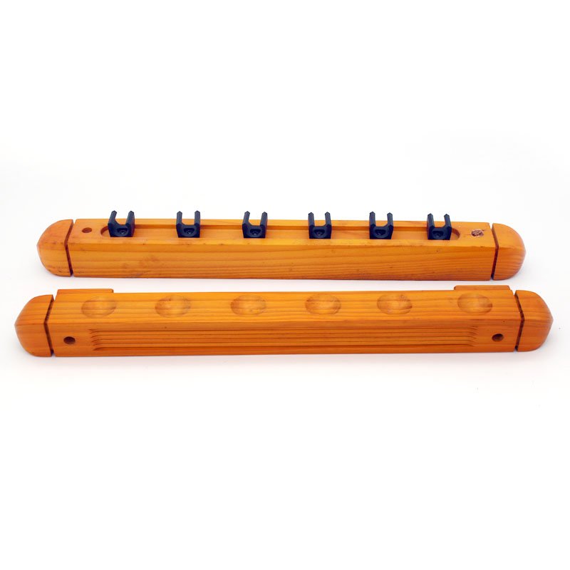 6 Holes Natural Snooker & Billiard Cue Sticks Holding Tools Wall Mounted Cue Wooden Rome Racks