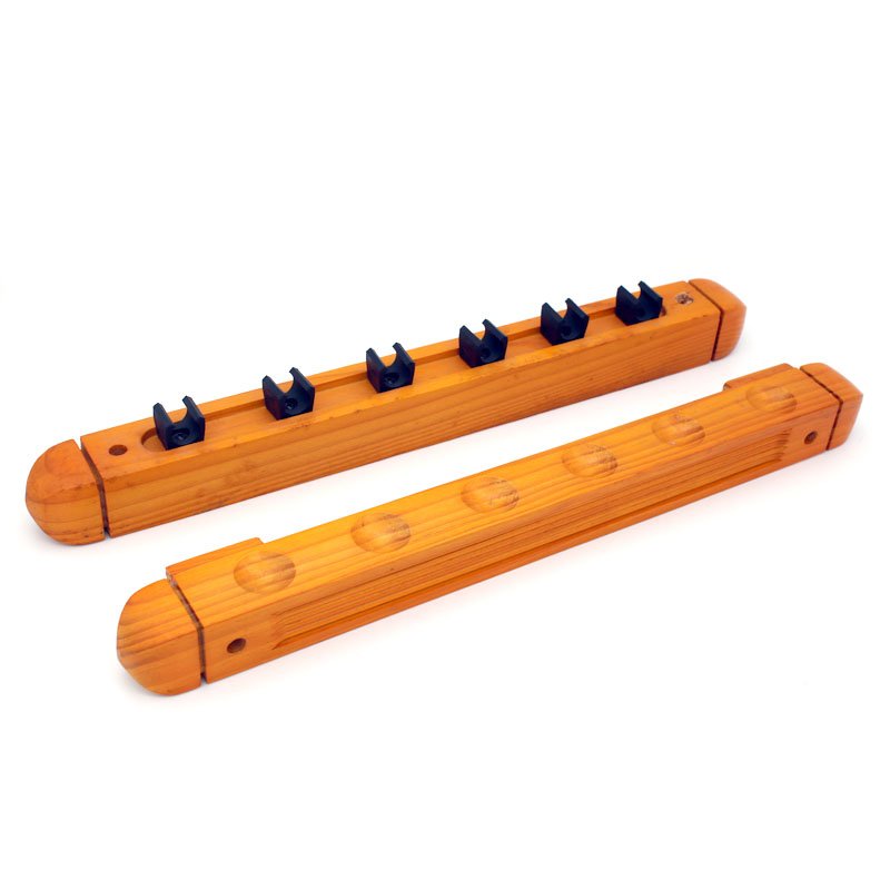 6 Holes Natural Snooker & Billiard Cue Sticks Holding Tools Wall Mounted Cue Wooden Rome Racks