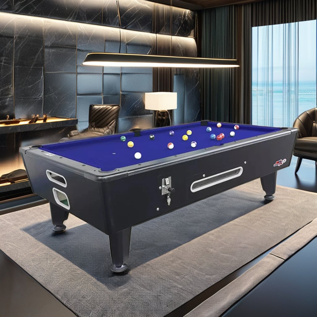Italian Top Pool Coin Operated Snooker & Billiard Table High Quality Evergreen single piece Slate Black Color 8 FT