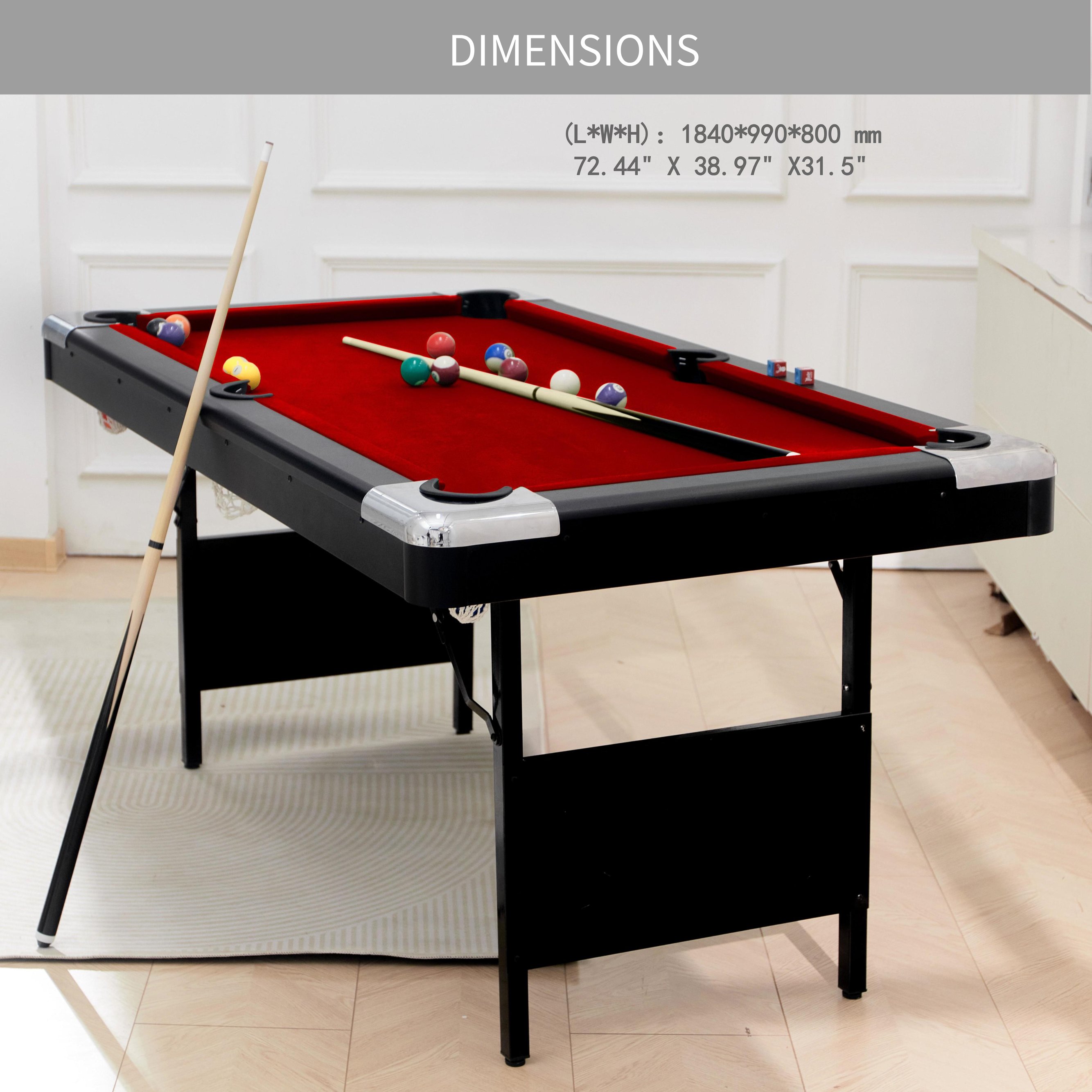 6FT BILLIARD TABLE Ball room Standard household Foldable billiard table adults Kids snooker table