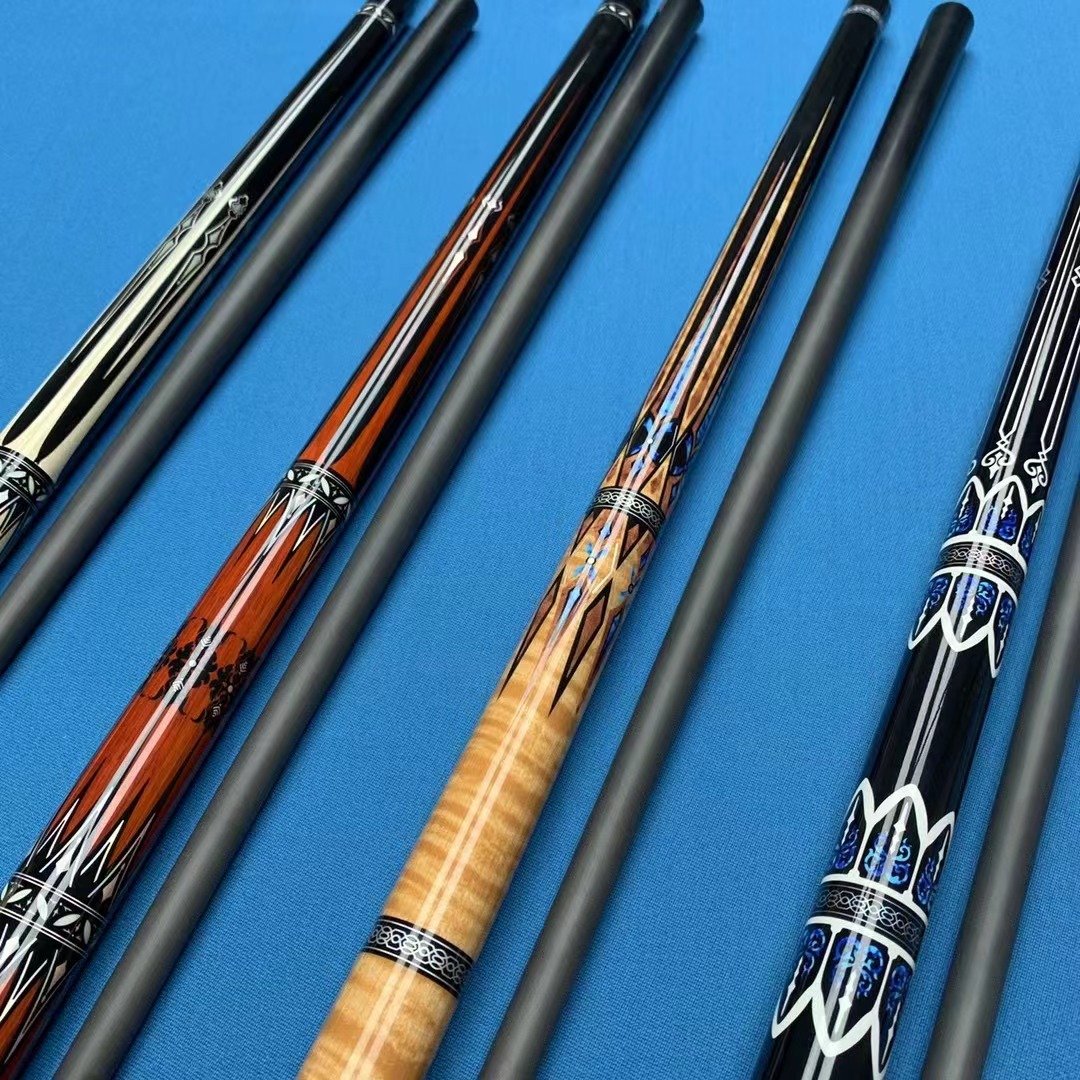 Hot Sell Premium Handmade Yfen Real Carbon Fiber Shaft And Maple Butt Billiard Pool Cue With Mini Extention
