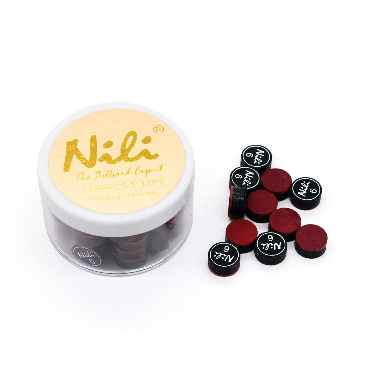 Superior Quality 14MM Billiard Pool Table Cue Multi Layered Leather Tips Box of 50PCS Nili Tip on Sale