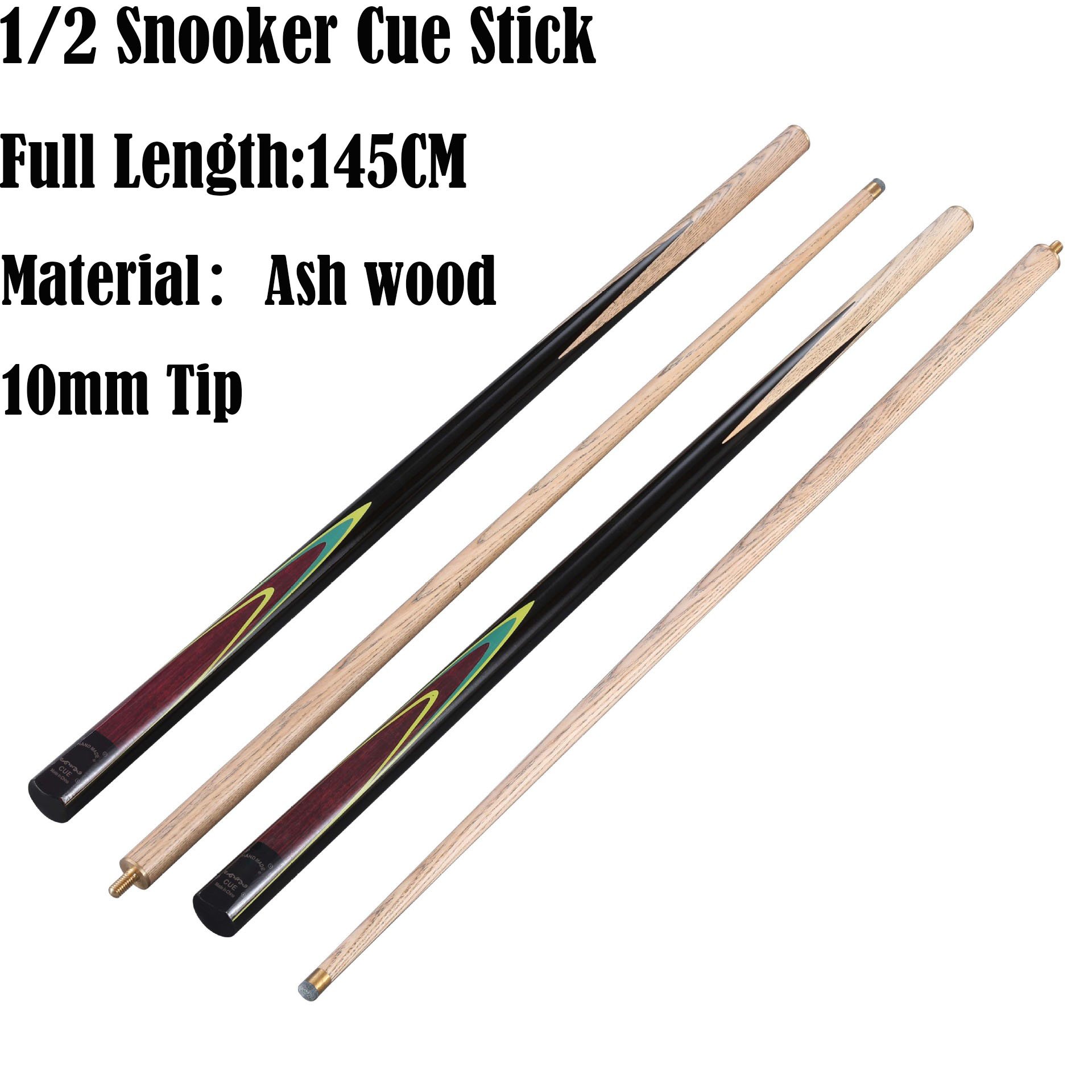 57 inch 1/2 Split Cues 10mm Tip Two Piece Wooden Billiards Cues 9-ball Ash Wood Snooker Pool Cue Stick for Bar Billiard House