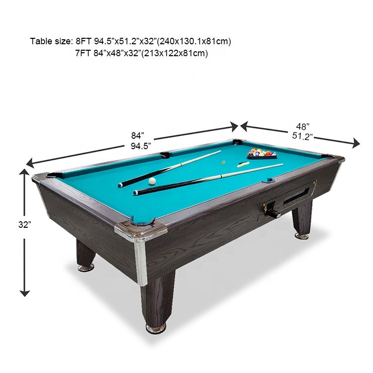 classic 8ft american coin operated billiard table, snooker pool table for family, office, game room