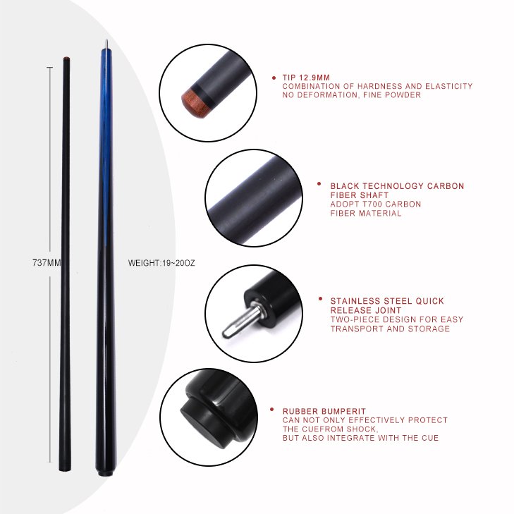 OK HEALING Factory Custom Logo Pool Cue Sticks with 1/2 Jointed Snooker billiard Cue Stick