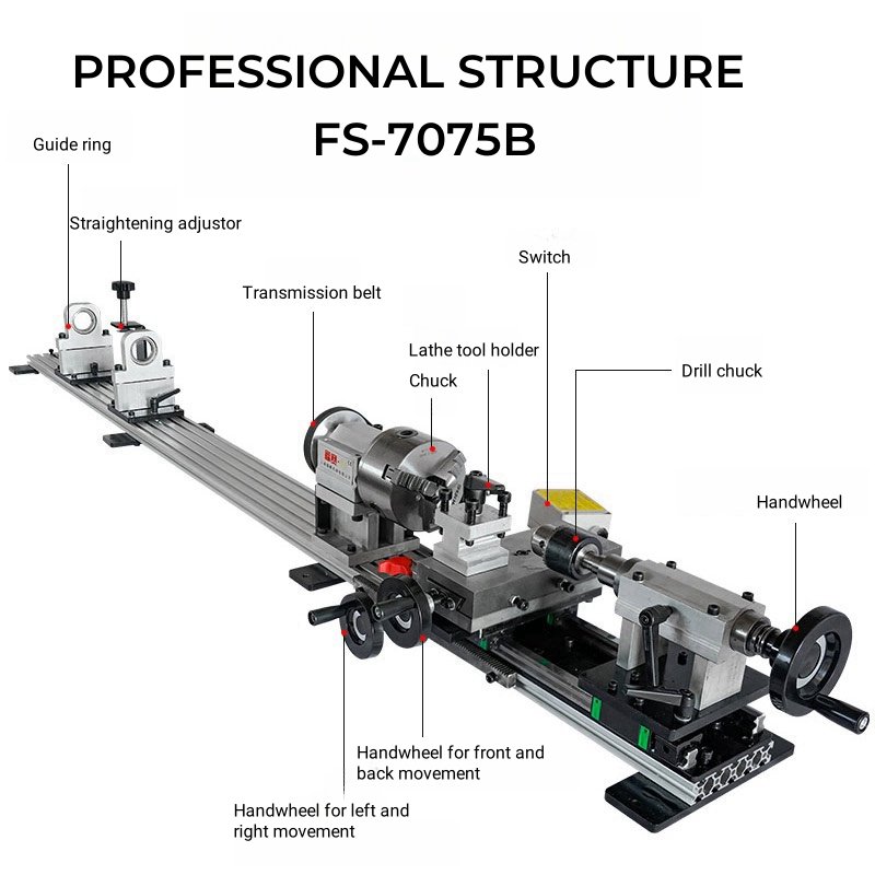 FuSai 500W FS-7075B Professional Billiard Cue Lathe Machine for Personal Use Aluminum Profile Base