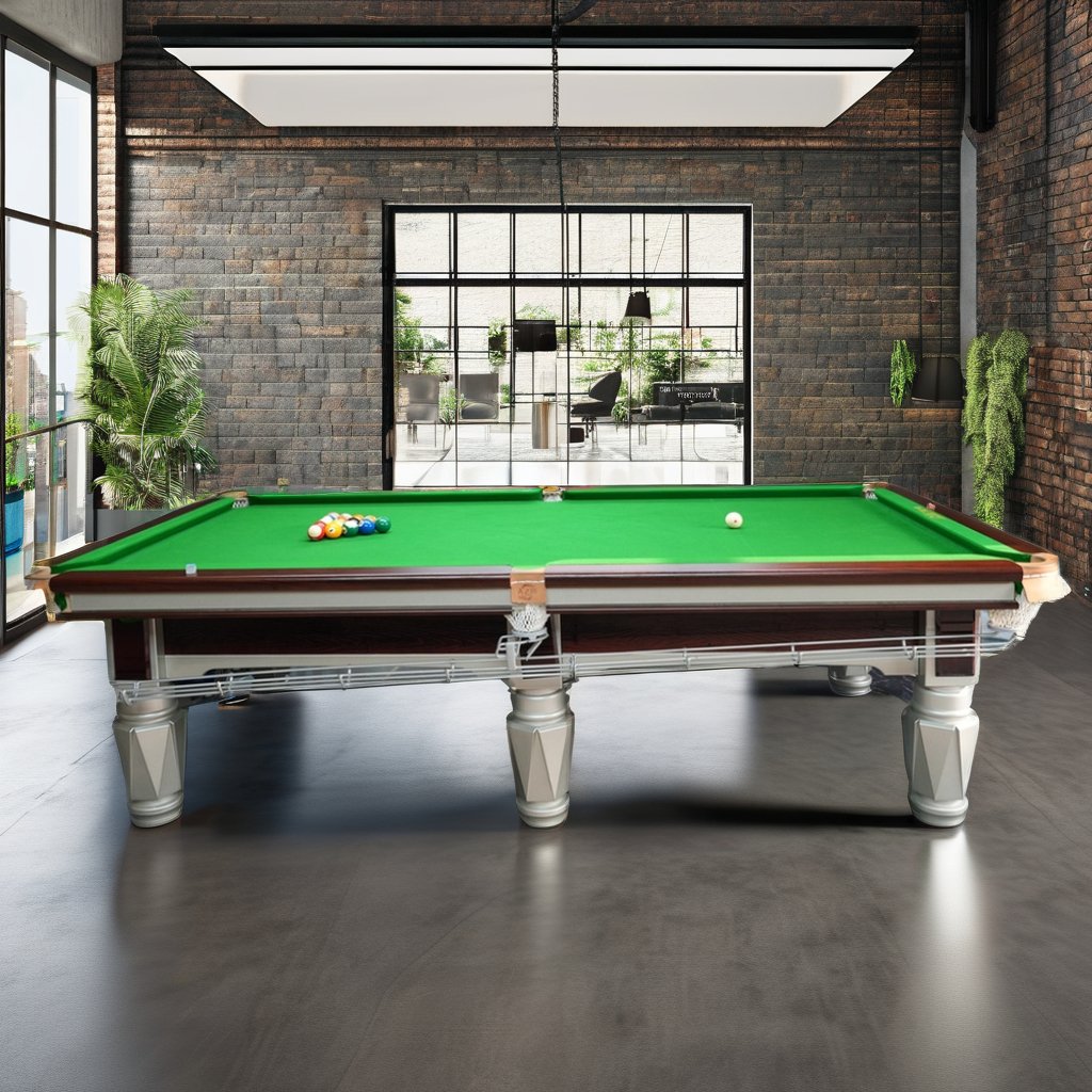 High Quality Solid Wood Snooker/Billiard Table with Green Cloth Wool Cushion Rubber Rail and Pocket Indoor Use