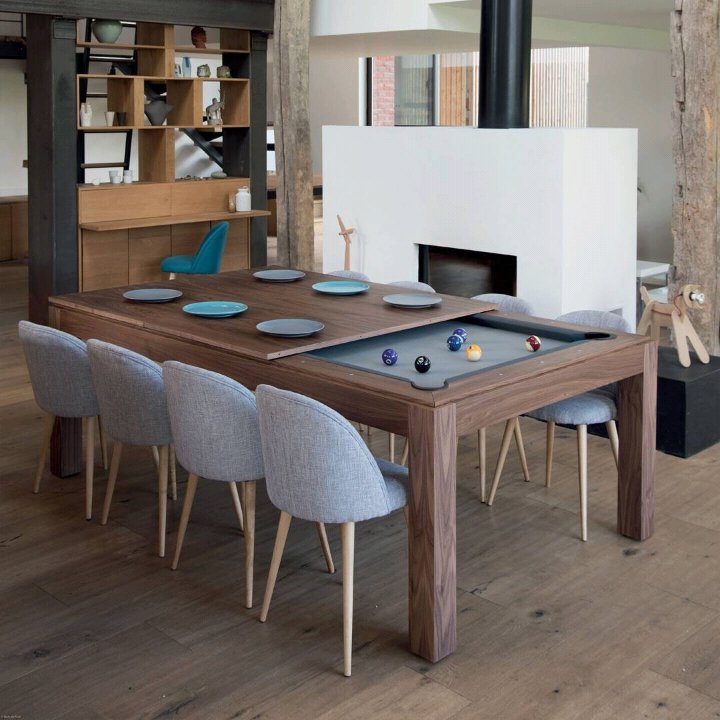 Queli Factory Indoor Game Sports Dining Table with Snooker Ping Custom Size Slate and Rubber Cushions Includes Cues