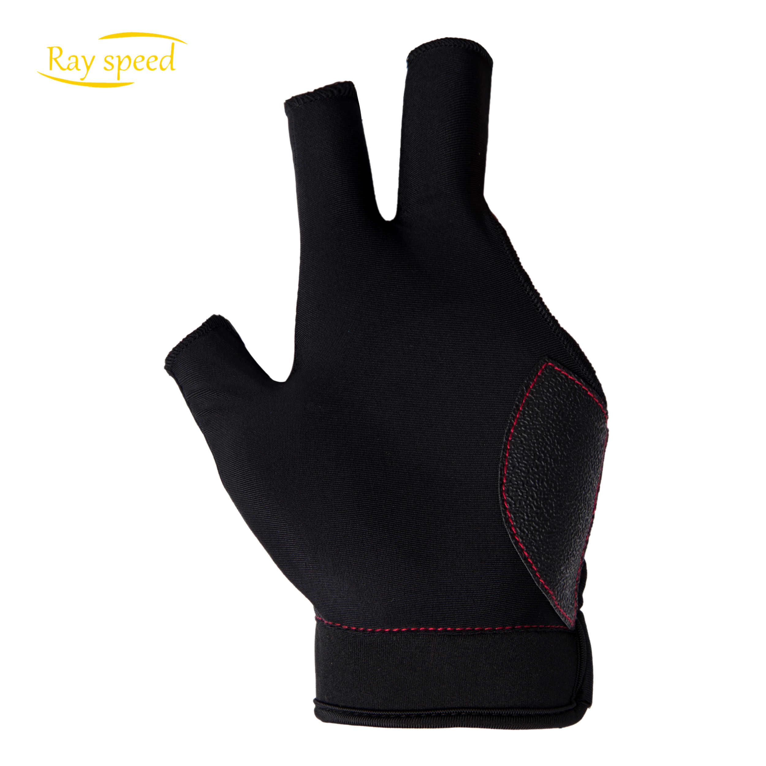 Rayspeed Half-finger Billiard Shooters Carom Pool Snooker Cue Sport Glove Fits on Left or Right Hand for Men Women(Black+Red)