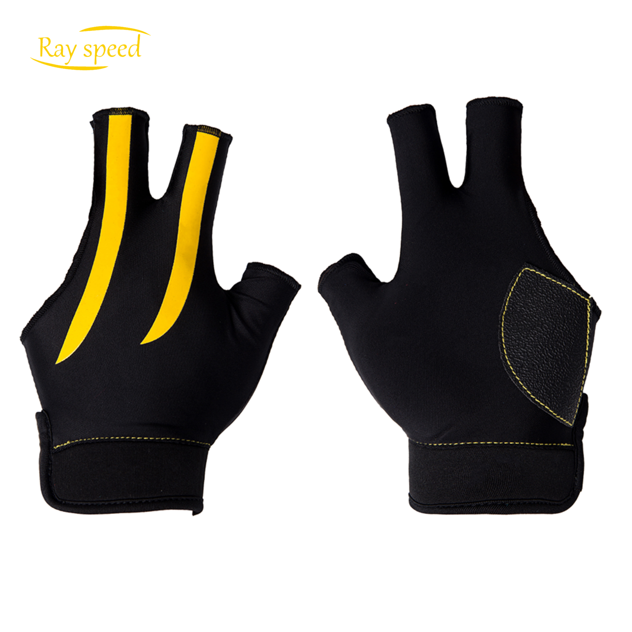 Rayspeed Half-finger Billiard Shooters Carom Pool Snooker Cue Sport Glove Fits on Left or Right Hand for Men Women(Black+Red)