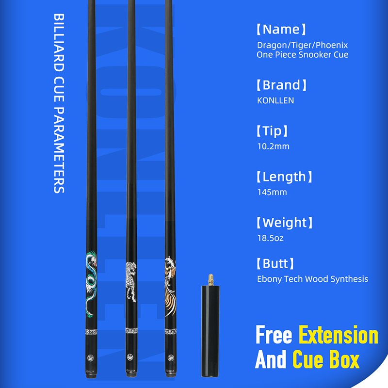 Hot sale KONLLEN Snooker Cue Carbon Fiber Shaft Chinese Elements Decal Design Snooker Cue