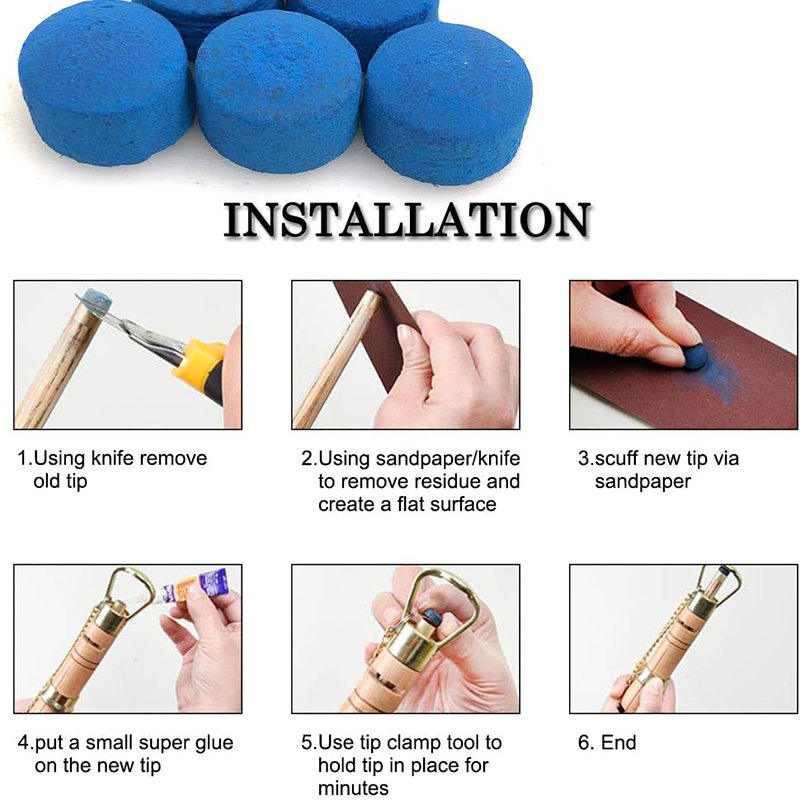 M0090 Customizable XXL Snooker Cue Tips 10mm & 12mm Imitation Cowhide pool Leather Box Outer Packaging with Custom Logo