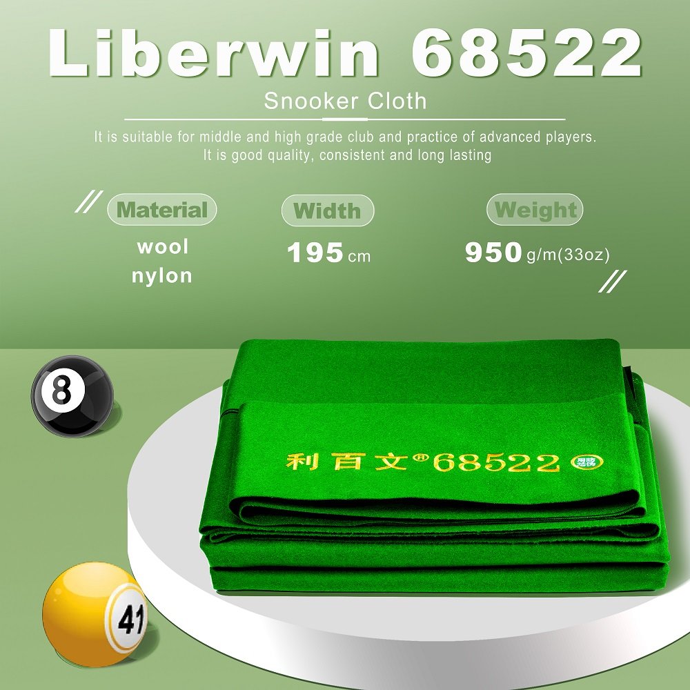 Liberwin 68522 snooker cloth ffor 12 foot table billiard accessories