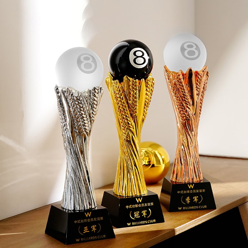 Creative Resin Crystal Sports trophy Custom billiard Gold Silver Bronze Sports trophy award snooker trophy