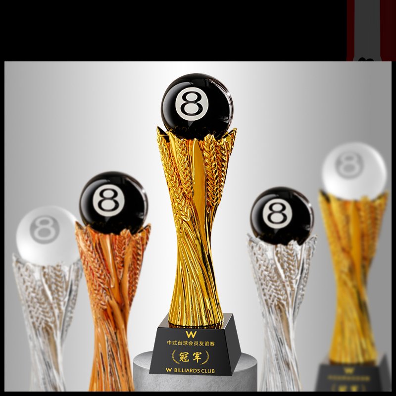 Creative Resin Crystal Sports trophy Custom billiard Gold Silver Bronze Sports trophy award snooker trophy