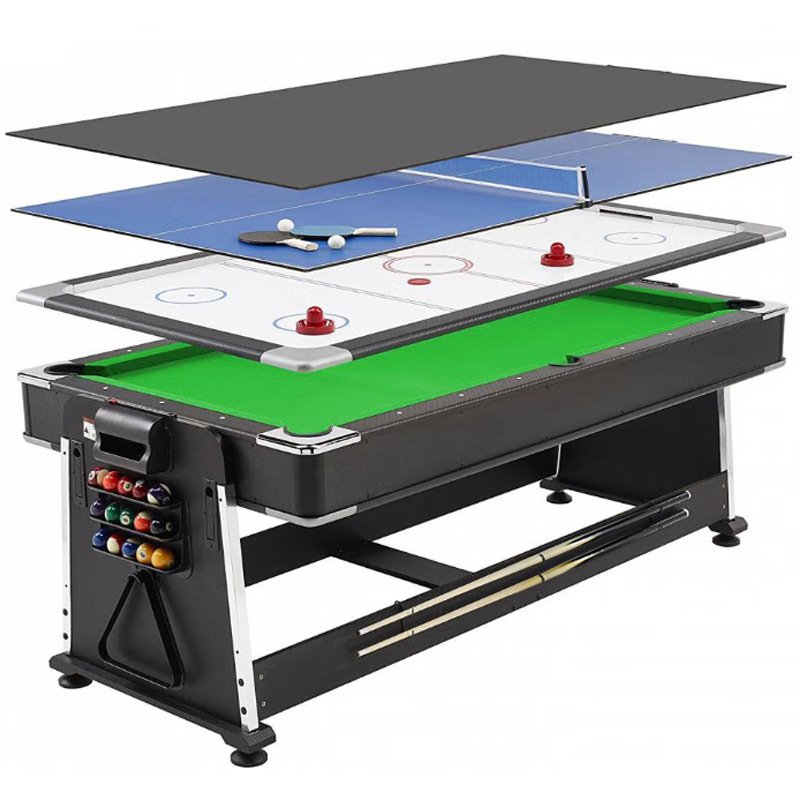 China Cheap Price 4 in 1 Multi Game Swivel Pool Table With Table Tennis Top Dining Top Billiard Table for Sale In Stock