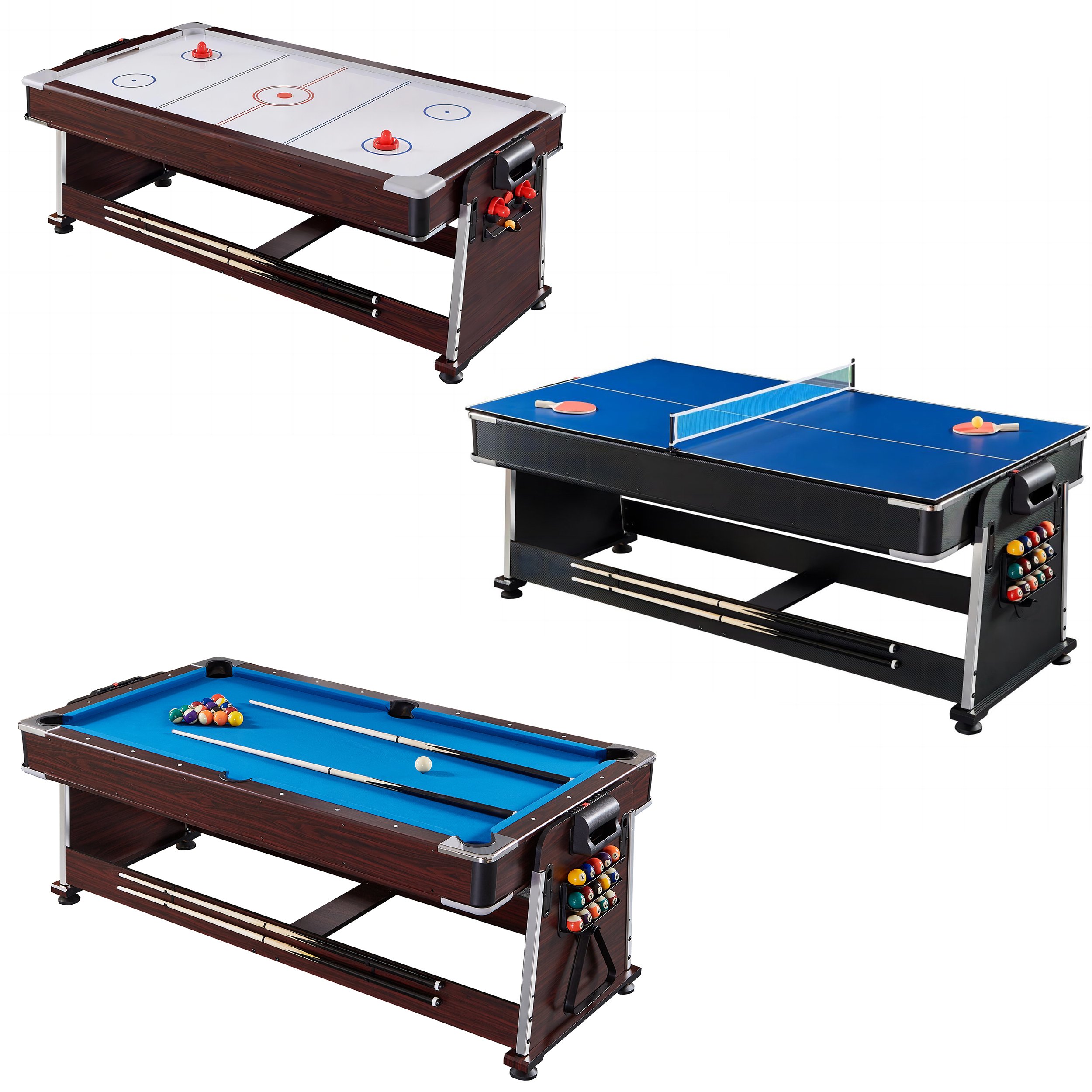 China Cheap Price 4 in 1 Multi Game Swivel Pool Table With Table Tennis Top Dining Top Billiard Table for Sale In Stock