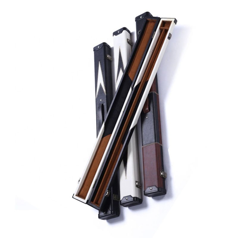 2 Compartment 86cm Slimline Snooker & Billiard Case Leather Wooden Cue Case