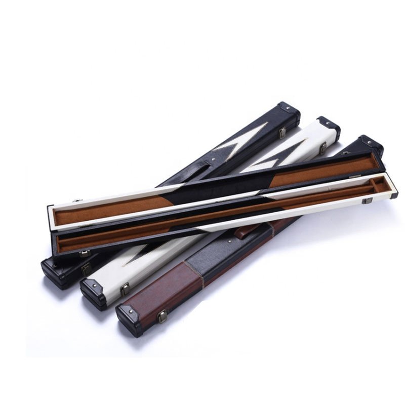 2 Compartment 86cm Slimline Snooker & Billiard Case Leather Wooden Cue Case