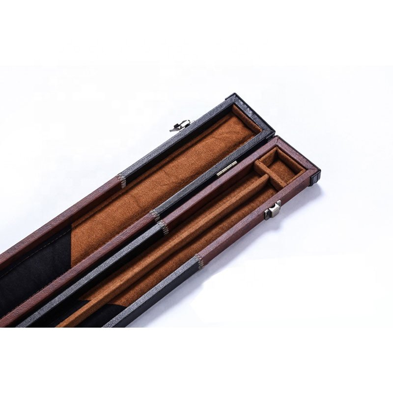 2 Compartment 86cm Slimline Snooker & Billiard Case Leather Wooden Cue Case