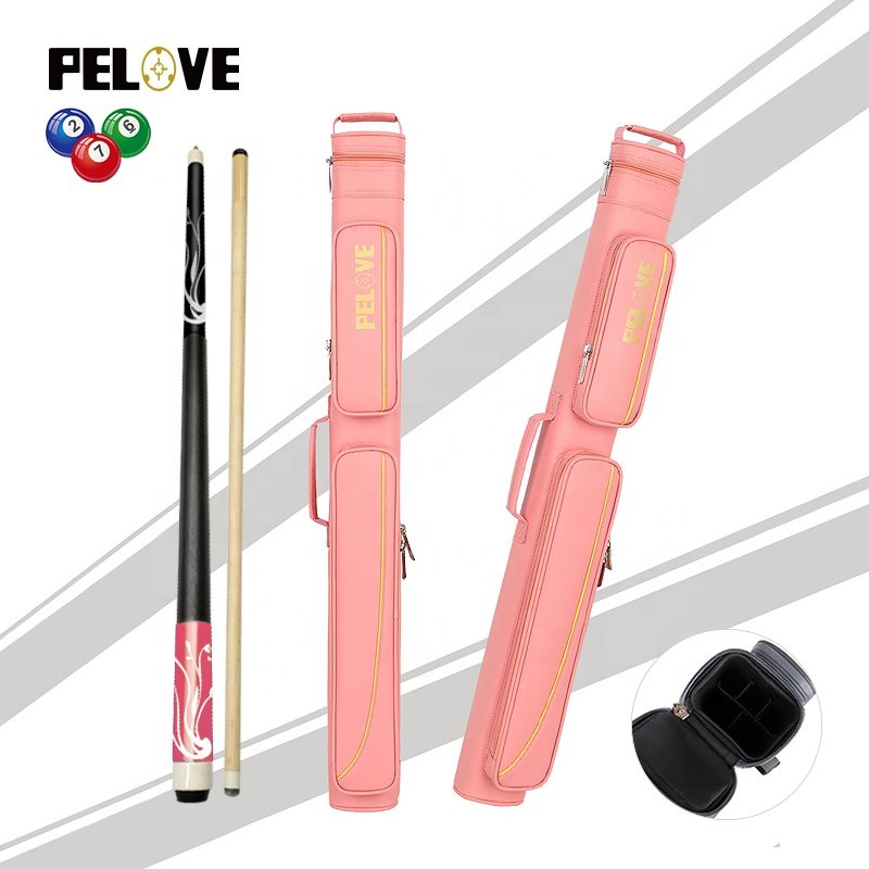 Portable 2*3 Waterproof Leather Snooker Cue Case Soft Billiard Cue Case