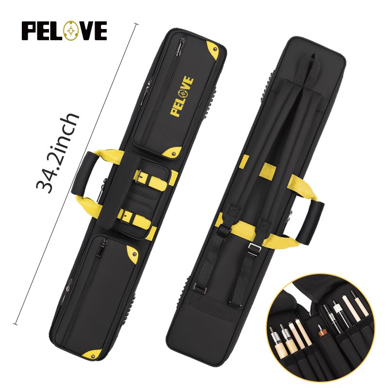 customize logo PU Leather 3x5 pool cue case stick case High Capacity Billiard Cue Case with double shoulder strap
