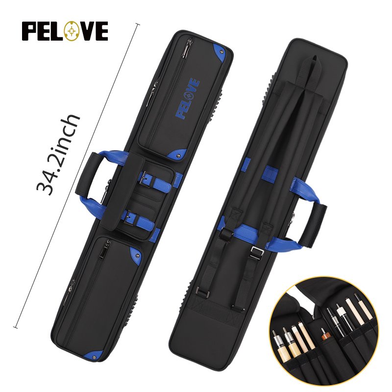 customize logo PU Leather 3x5 pool cue case stick case High Capacity Billiard Cue Case with double shoulder strap