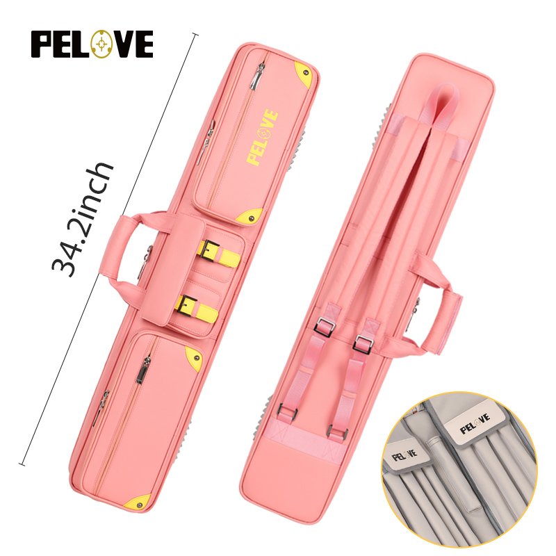 customize logo PU Leather 3x5 pool cue case stick case High Capacity Billiard Cue Case with double shoulder strap