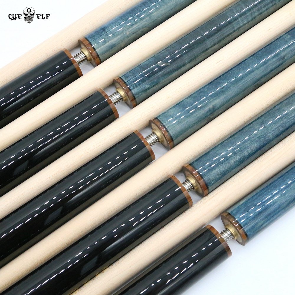 Cueelf 58" 20-21OZ dyed colorful hard maple wood wrap-less 3-PCs style jump break cue billiard pool cue stick