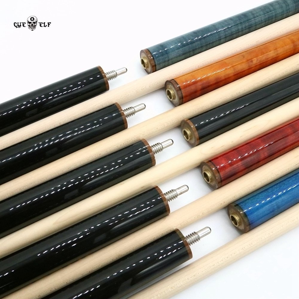 Cueelf 58" 20-21OZ dyed colorful hard maple wood wrap-less 3-PCs style jump break cue billiard pool cue stick