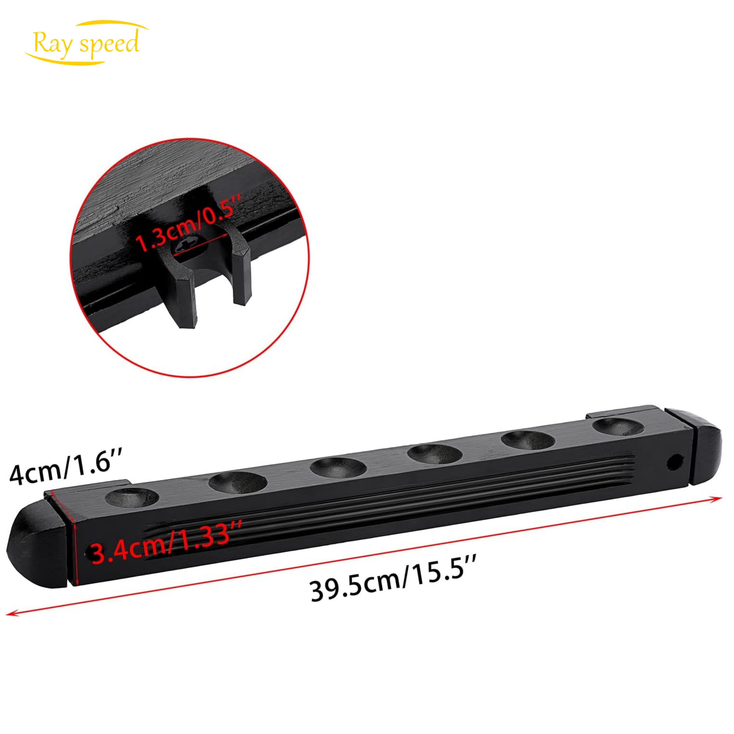 Rayspeed Pool Cue Rack Wall Mounted Rack Billiard/Pool Cue Wall Rack Cue Rest Cue Stick Holder (Black / 6 Cues)