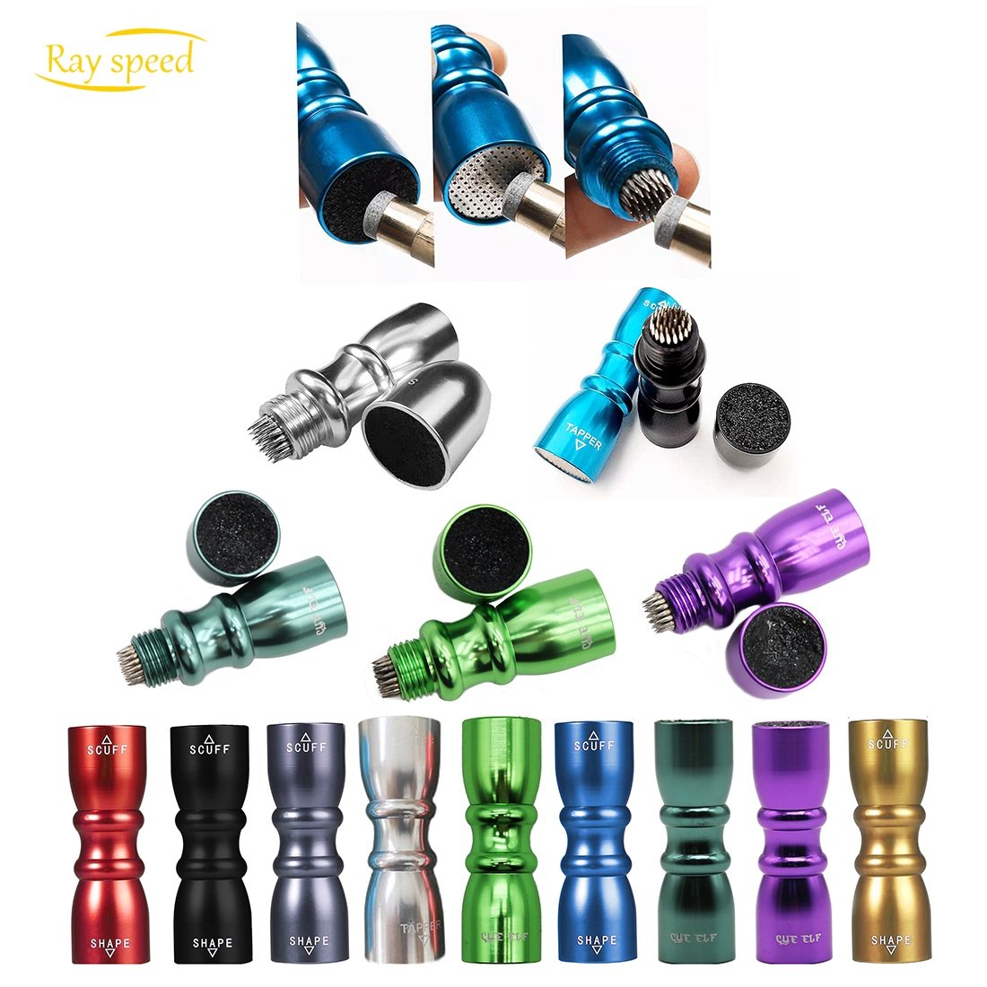 Rayspeed 3-in-1 Snooker Pool Cue Tips Cue Tip Stick Shaper Billiard Pool Cue Accessories Tool Scuffer/Aerator Read