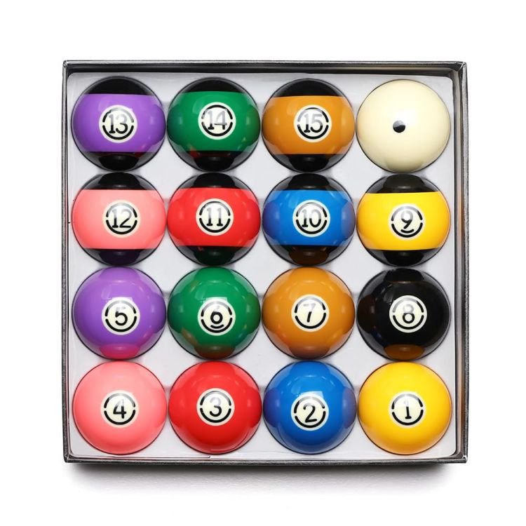 Premium Quality 57.2mm Tournament Black TV Ball Set American Billiard Balls Box Of 16 PCS