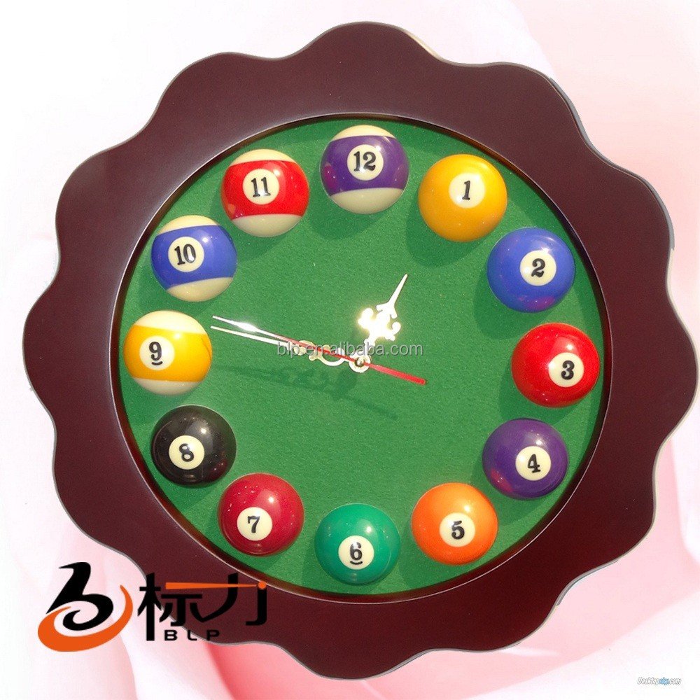billiard snooker pool wooden wall clock billiard accessories for club use