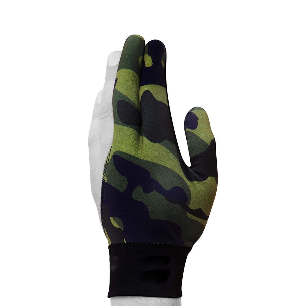Camo Style Billiards Sports Gloves Non Slip Pad 3 Fingers Pool Cue Snooker Gloves For Left or Right Hand