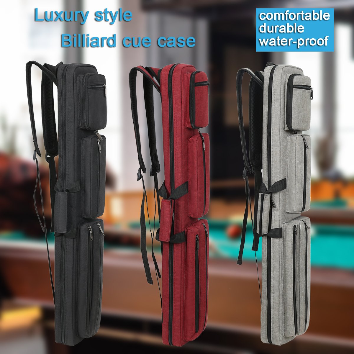 Grey 3*4 Hard Pool Cue Hard Case Nylon/leatherette Billiard Stick Carrying Bag Cases OEM Extension Snooker Case PU 7-10days