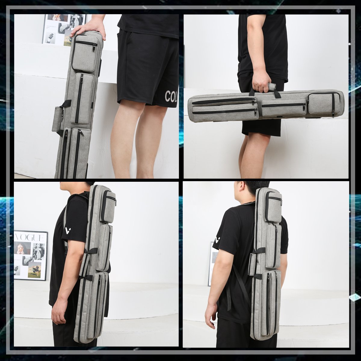 Grey 3*4 Hard Pool Cue Hard Case Nylon/leatherette Billiard Stick Carrying Bag Cases OEM Extension Snooker Case PU 7-10days