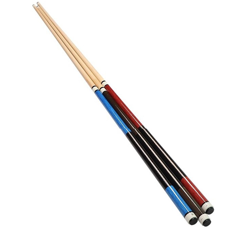High Quality Economical 1/2-pc Billiards Pool Cue 57 Inch Maple Shaft Hardwood Butt with Leather Painted Grip