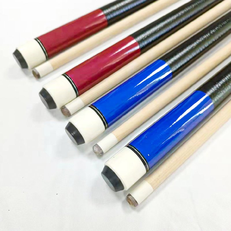 High Quality Economical 1/2-pc Billiards Pool Cue 57 Inch Maple Shaft Hardwood Butt with Leather Painted Grip