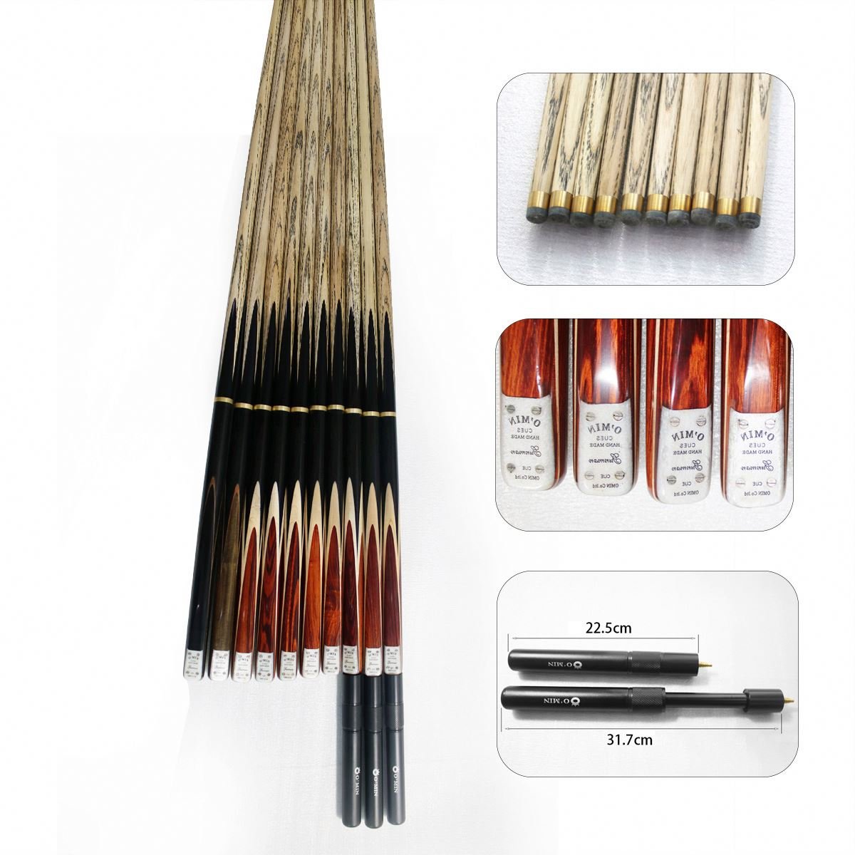 Wholesale Price Handmade High End Ash Wood 3/4 Billiard Snooker Cue