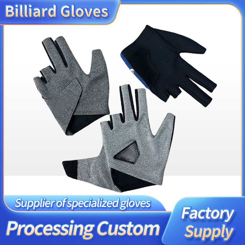 Gray Soft Breathable 3 Finger Billiard Gloves Left and Right Hand Non-Slip Snooker Billiard Gloves For Man And Woman