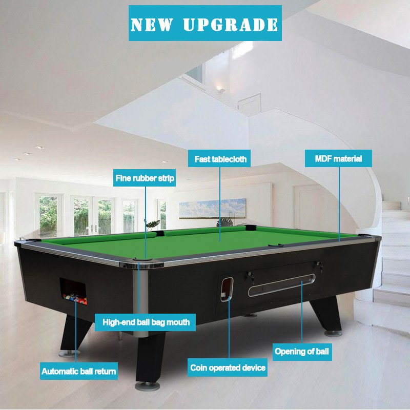 Commercial nature standard Restaurant Hotel use 7ft 8ft MDF and marble Coin-operated pool table