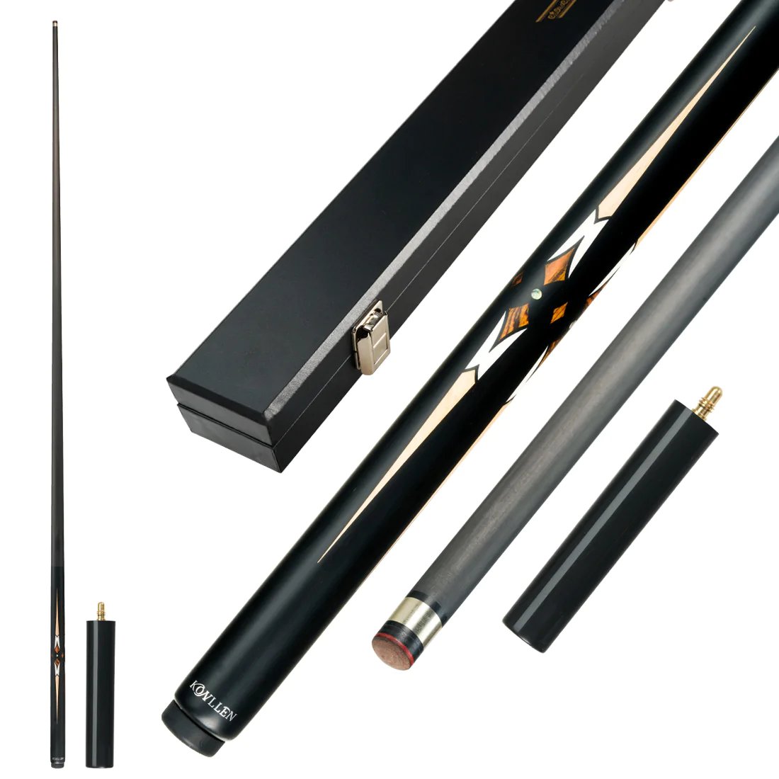 KONLLEN FT-1 Carbon Fiber 1 Piece Snooker Cue 10.2mm Inlay Billiard Cue Stick with Extension Case Snooker Cue