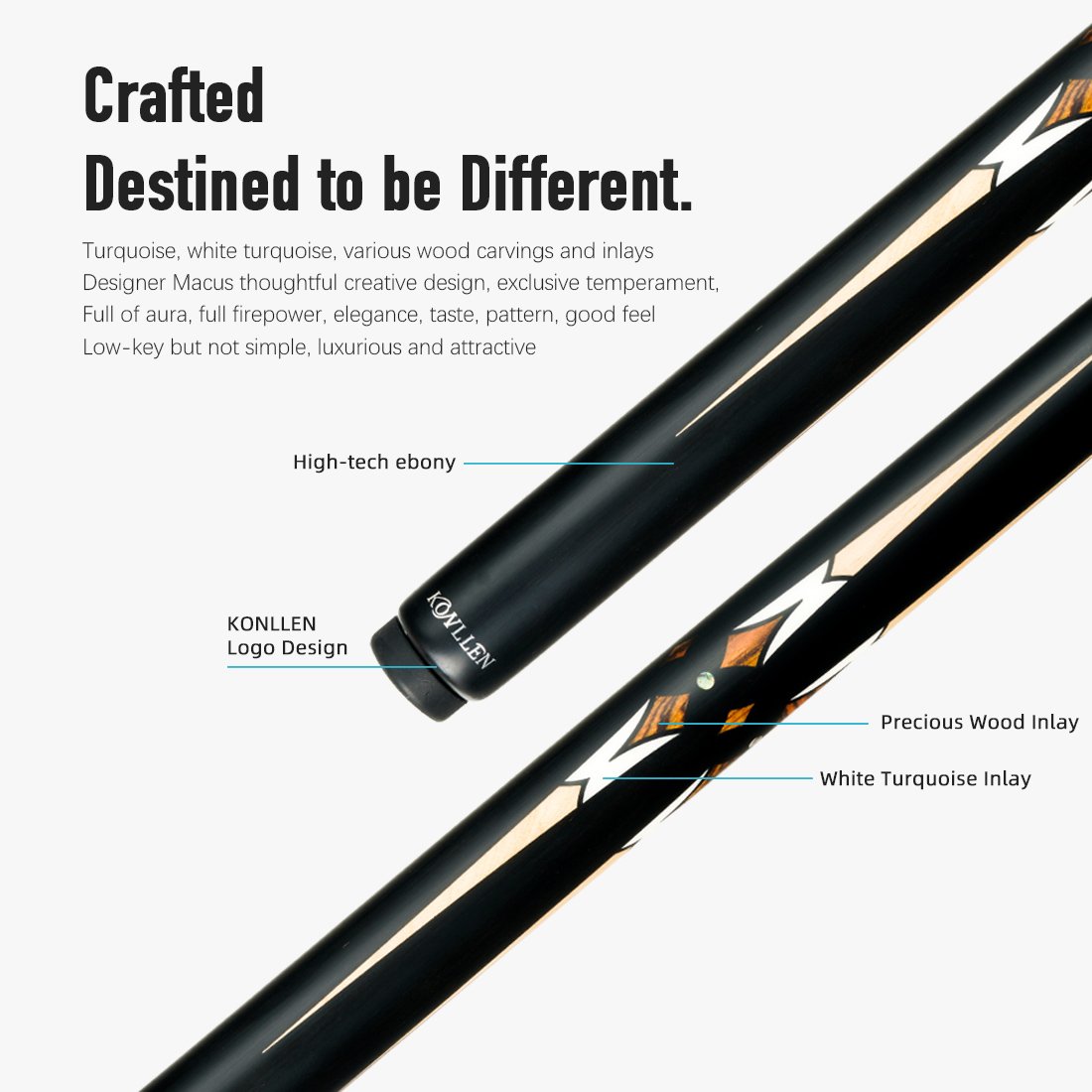 KONLLEN FT-1 Carbon Fiber 1 Piece Snooker Cue 10.2mm Inlay Billiard Cue Stick with Extension Case Snooker Cue